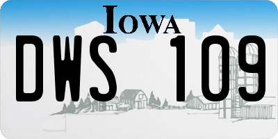 IA license plate DWS109