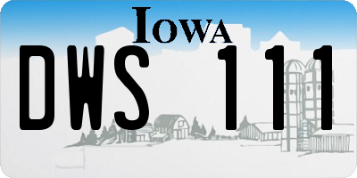 IA license plate DWS111