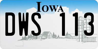 IA license plate DWS113