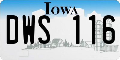 IA license plate DWS116