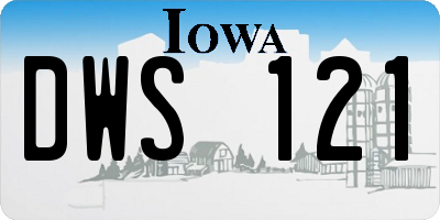 IA license plate DWS121