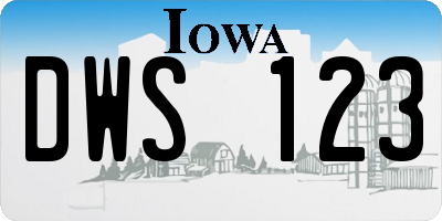 IA license plate DWS123