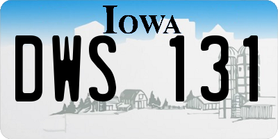 IA license plate DWS131