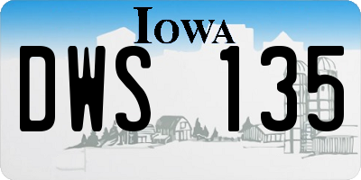 IA license plate DWS135