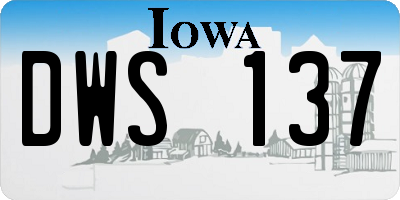 IA license plate DWS137