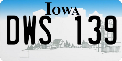 IA license plate DWS139