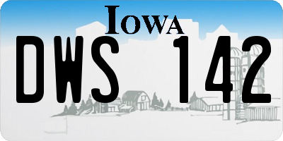 IA license plate DWS142