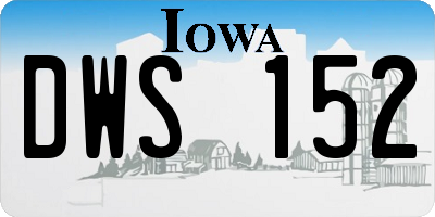 IA license plate DWS152