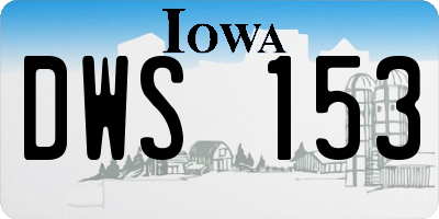 IA license plate DWS153