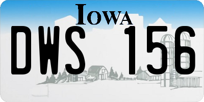 IA license plate DWS156