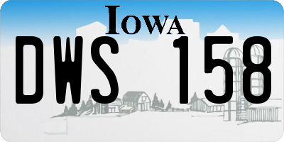 IA license plate DWS158