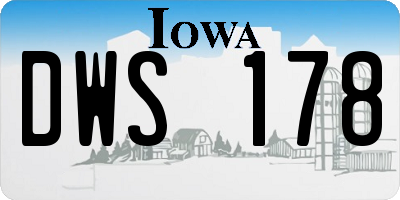 IA license plate DWS178