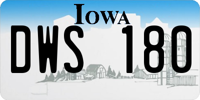 IA license plate DWS180