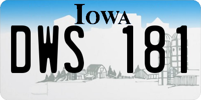 IA license plate DWS181