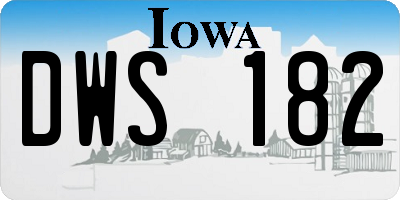 IA license plate DWS182