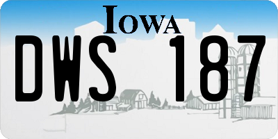 IA license plate DWS187