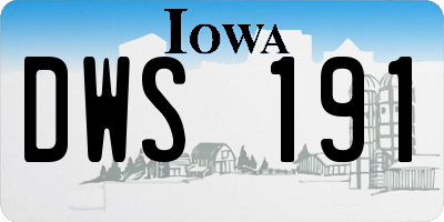IA license plate DWS191