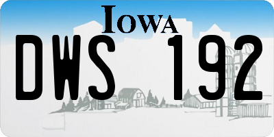 IA license plate DWS192