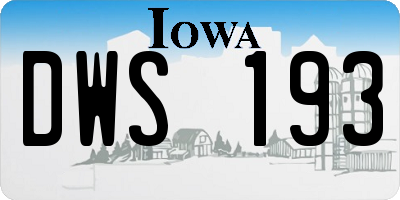 IA license plate DWS193