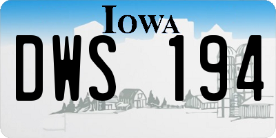 IA license plate DWS194