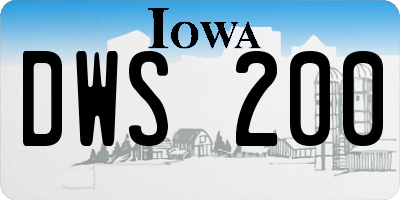 IA license plate DWS200