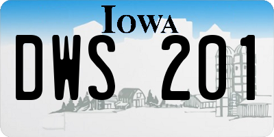 IA license plate DWS201