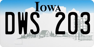 IA license plate DWS203