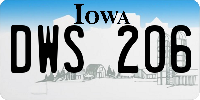 IA license plate DWS206