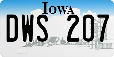 IA license plate DWS207