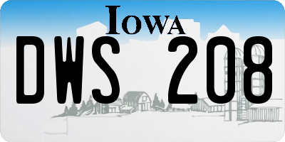 IA license plate DWS208