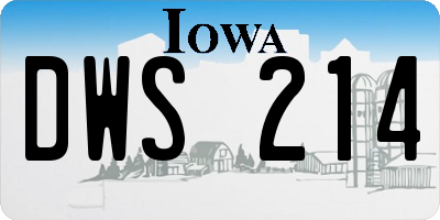 IA license plate DWS214