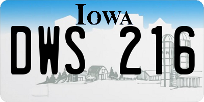 IA license plate DWS216