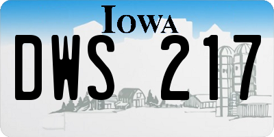 IA license plate DWS217