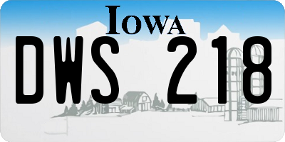 IA license plate DWS218