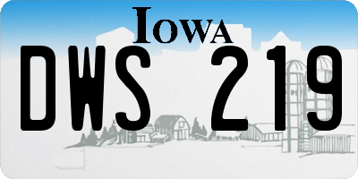 IA license plate DWS219