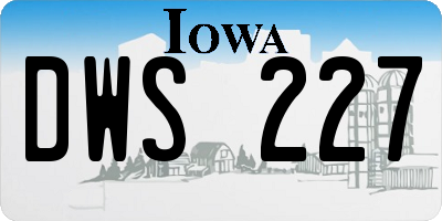 IA license plate DWS227