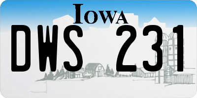 IA license plate DWS231