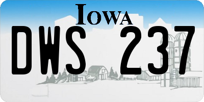 IA license plate DWS237
