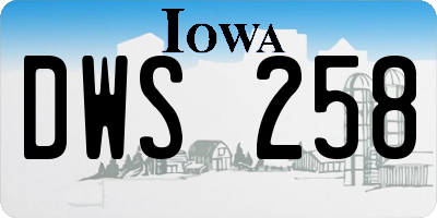 IA license plate DWS258