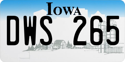 IA license plate DWS265