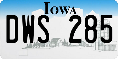 IA license plate DWS285