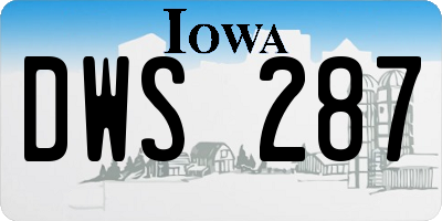 IA license plate DWS287