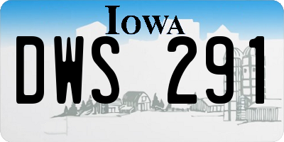 IA license plate DWS291