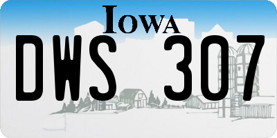 IA license plate DWS307