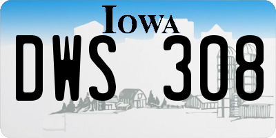 IA license plate DWS308