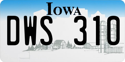 IA license plate DWS310