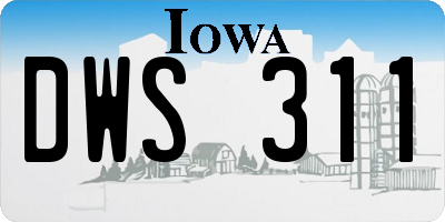 IA license plate DWS311
