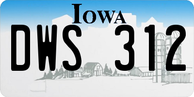 IA license plate DWS312