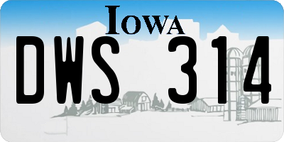 IA license plate DWS314