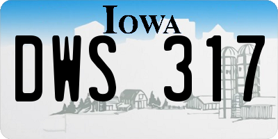 IA license plate DWS317